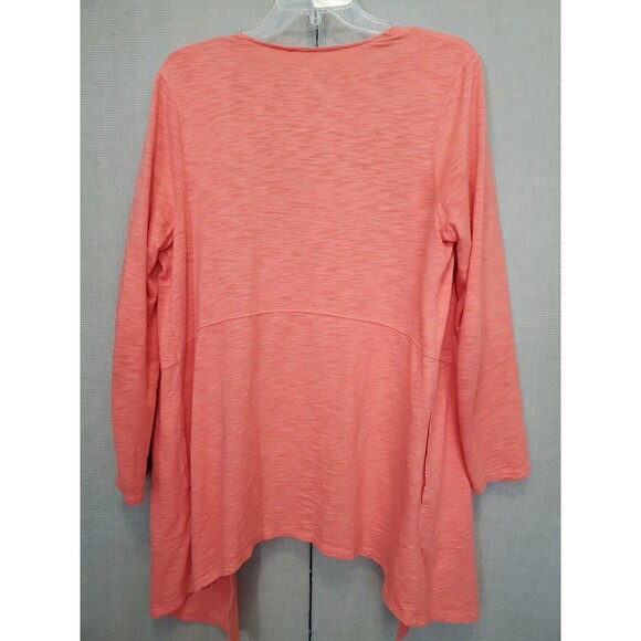 Chico's Orange Slub Knit Open Front Longline Cardigan with Pockets Size 1 Medium - Picture 5 of 7